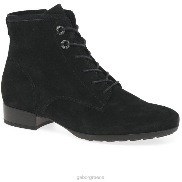 Gabor Greece - Gabor γυναίκες boat ankle boots μαύρο σουέτ 6N64214 είδη υπόδησης