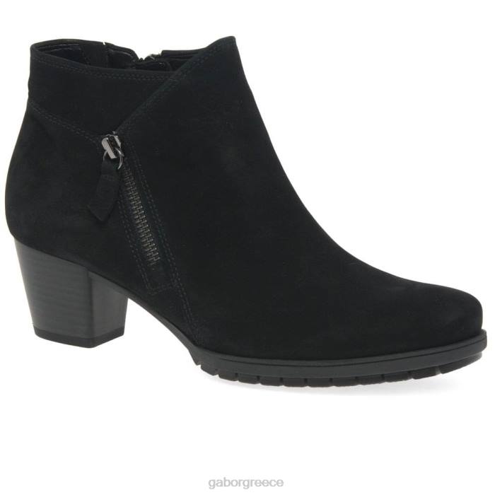Gabor Shoes - Gabor γυναίκες Μποτάκια olivetti που κλείνουν με φερμουάρ μαύρο nubuck 6N64186 είδη υπόδησης