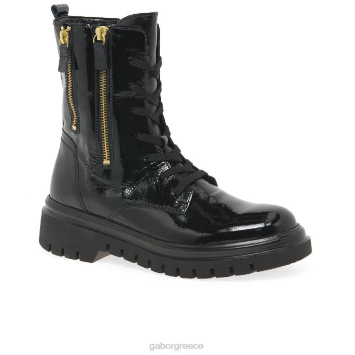 Gabor Shoes - Gabor γυναίκες μπότες cottage biker μαύρη πατέντα 6N64255 είδη υπόδησης