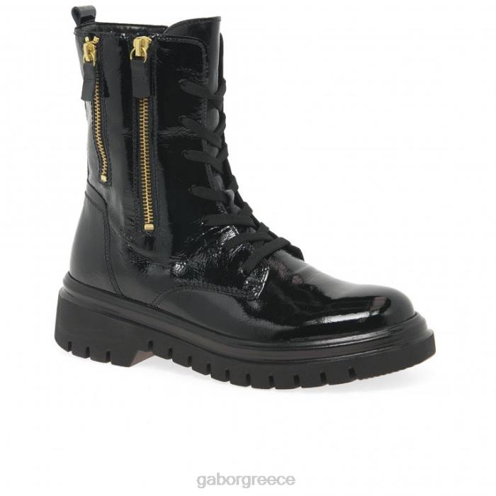 Gabor Shoes - Gabor γυναίκες μπότες cottage biker μαύρη πατέντα 6N64255 είδη υπόδησης