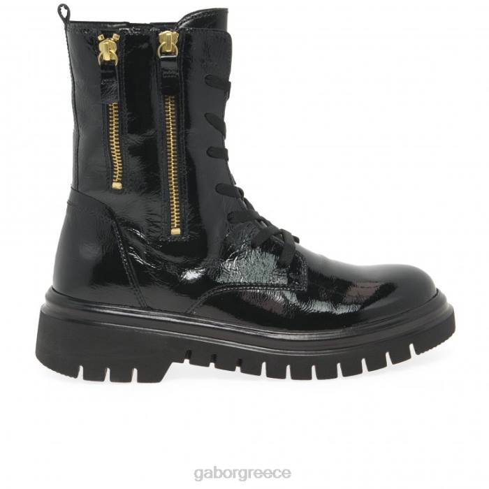 Gabor Shoes - Gabor γυναίκες μπότες cottage biker μαύρη πατέντα 6N64255 είδη υπόδησης