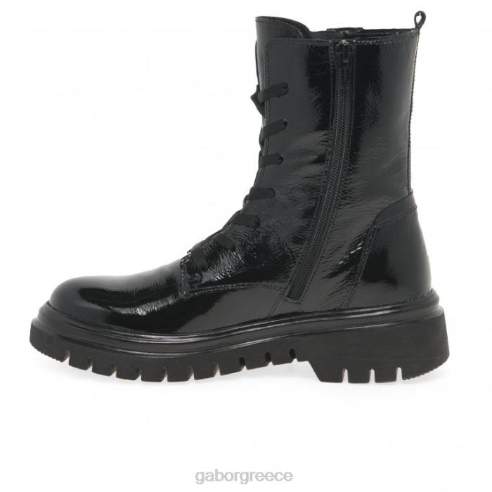 Gabor Shoes - Gabor γυναίκες μπότες cottage biker μαύρη πατέντα 6N64255 είδη υπόδησης