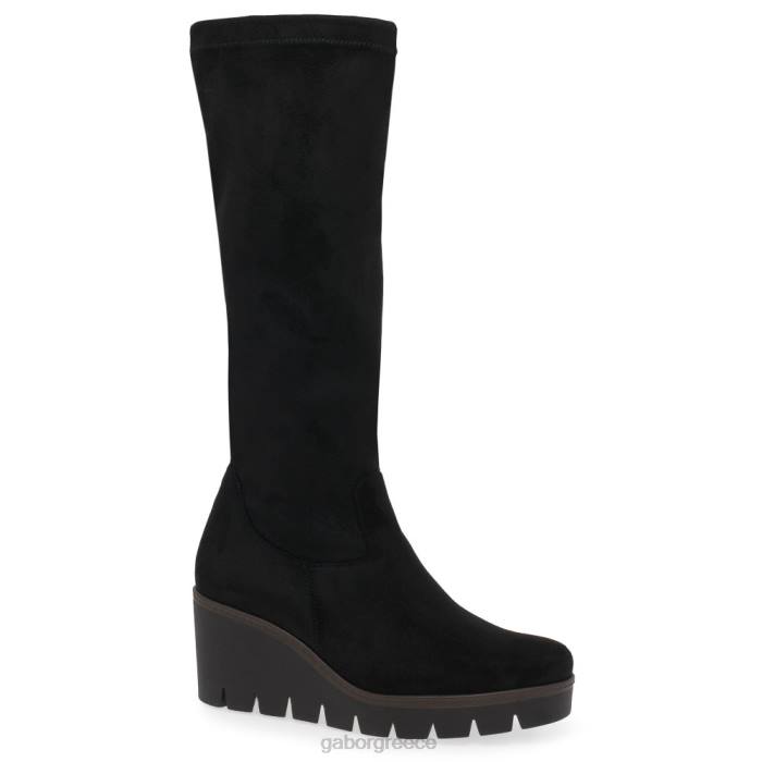 Gabor Shoes - Gabor γυναίκες μπότες ψηλές στο γόνατο μαύρο μικροβελούδο 6N64279 είδη υπόδησης