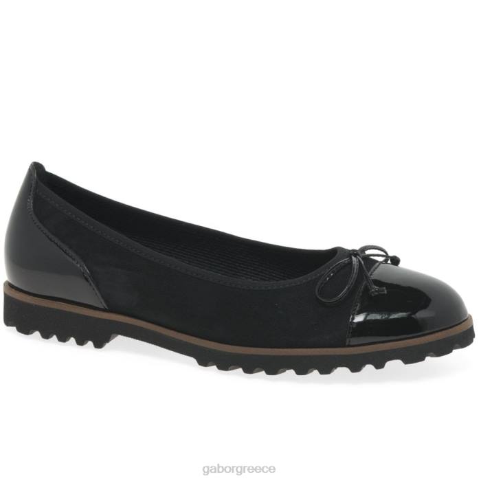 Gabor Shoes - Gabor γυναίκες casual παπούτσια πειρασμού μαύρο σουέτ/πατέντα ss21 6N6415 είδη υπόδησης