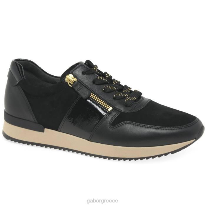 Gabor Shoes - Gabor γυναίκες casual trainers lulea μαύρο/σουέτ/πατέντα 6N64150 είδη υπόδησης