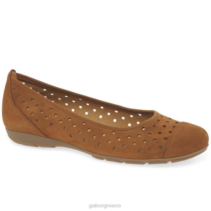 Gabor Shoes - Gabor γυναίκες casual παπούτσια με βολάν κονιάκ nubuck 6N6478 είδη υπόδησης