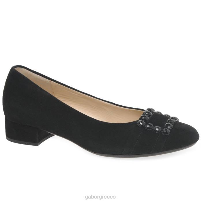 Gabor Shoes - Gabor γυναίκες παπούτσια diablo court μαύρο σουέτ 6N64318 είδη υπόδησης