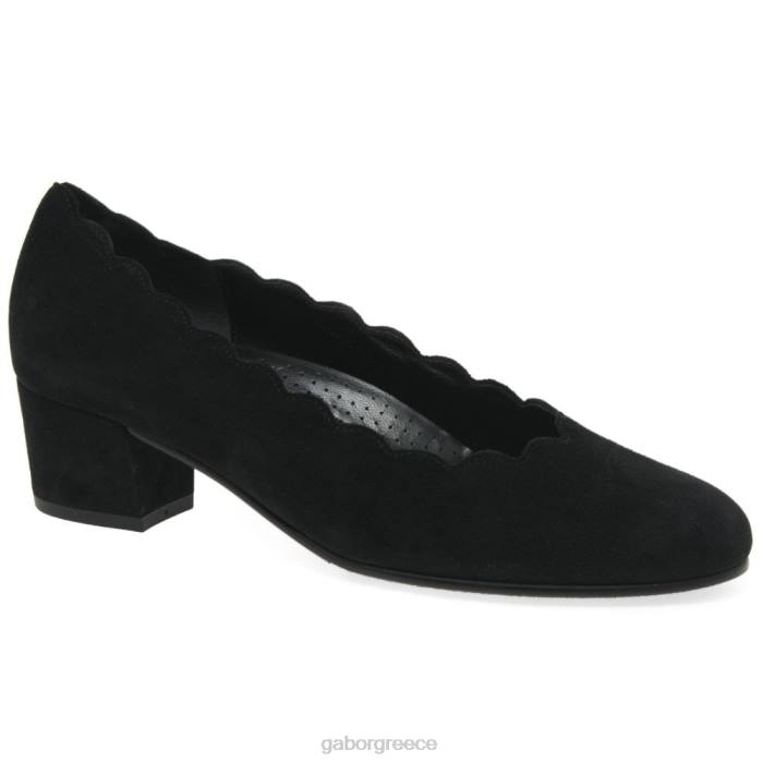 Gabor Shoes - Gabor γυναίκες παπούτσια gigi court μαύρο σουέτ 6N6445 είδη υπόδησης