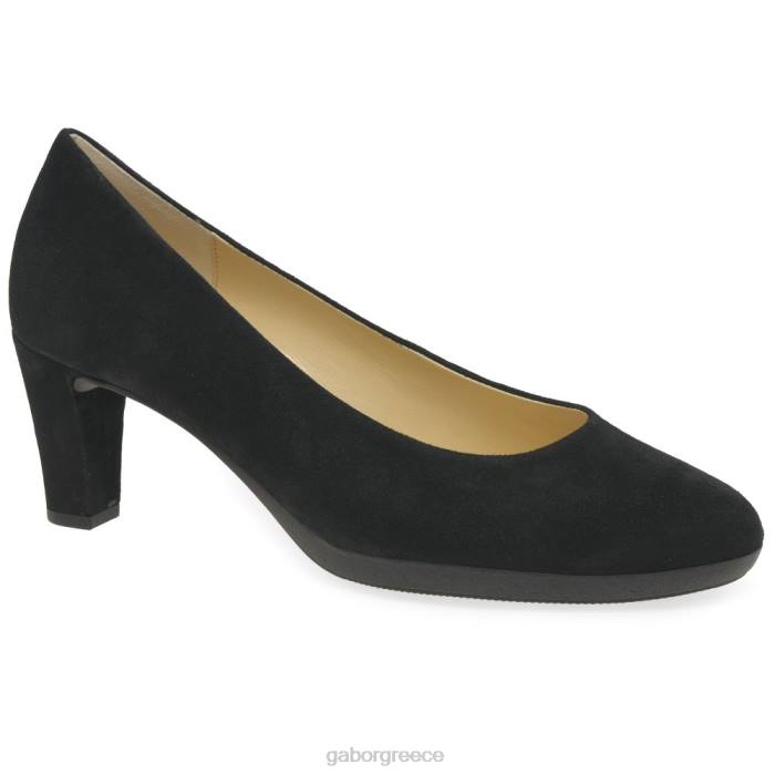 Gabor Shoes - Gabor γυναίκες παπούτσια kasi court μαύρο σουέτ 6N6472 είδη υπόδησης