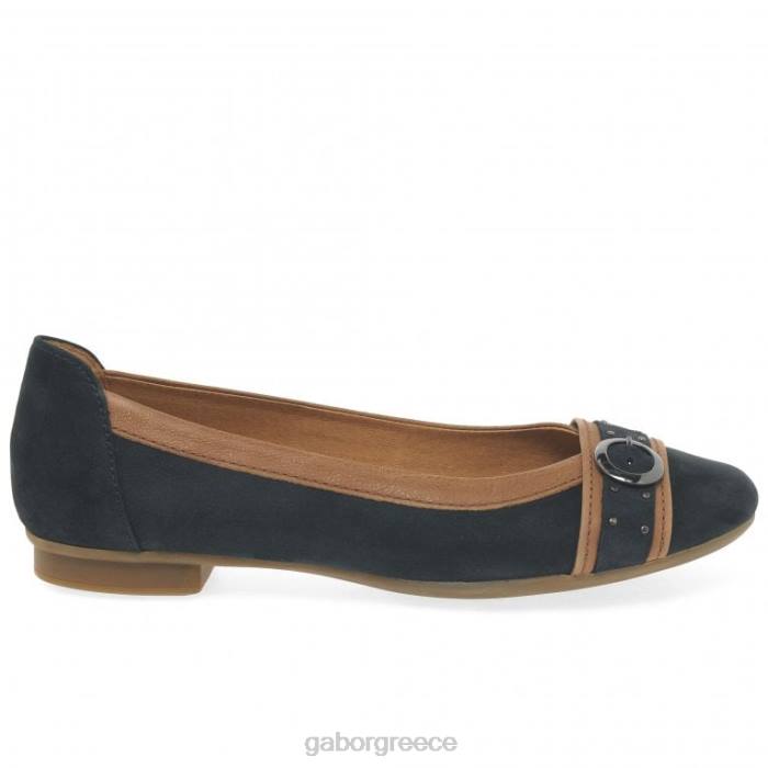 Gabor Shoes - Gabor γυναίκες casual αντλίες πόρπης michelle nightblue nubuck/κονιάκ 6N6493 είδη υπόδησης