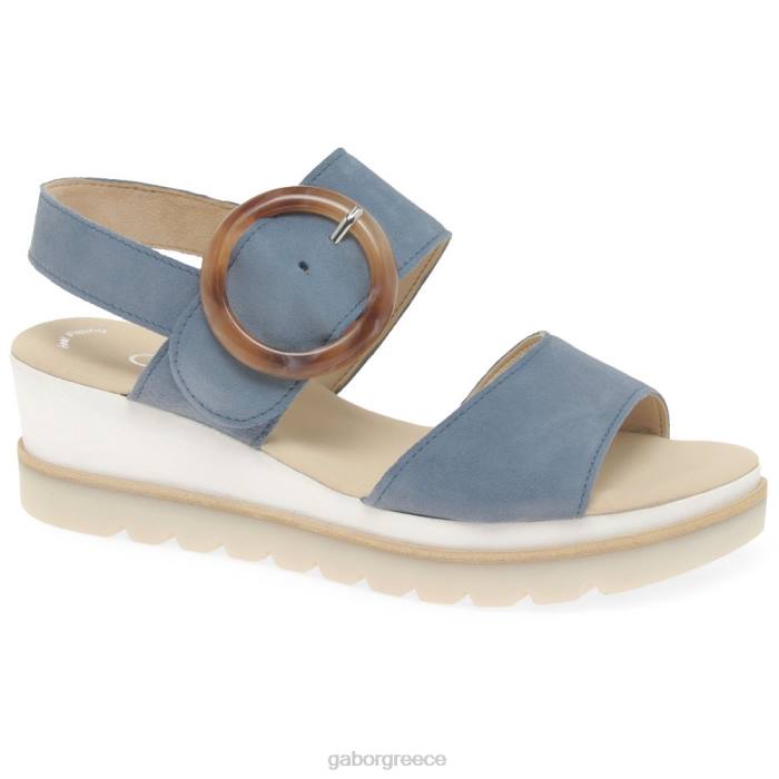 Gabor Shoes - Gabor γυναίκες πέδιλα με τακούνι με σφήνα ναυτικό σουέτ 6N64156 είδη υπόδησης