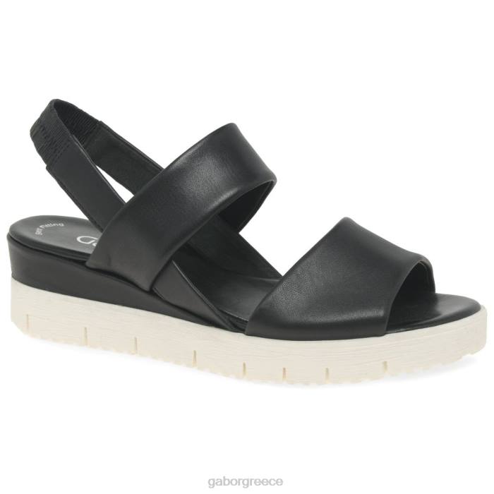 Gabor Shoes - Gabor γυναίκες σανδάλια με σφήνα τακούνι givell μαύρος 6N64168 είδη υπόδησης