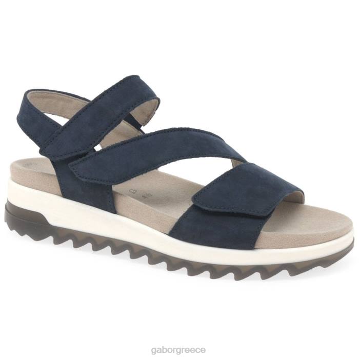 Gabor Shoes - Gabor γυναίκες πέδιλα με τιράντες με χαμηλό τακούνι μπλε nubuck 6N64171 είδη υπόδησης